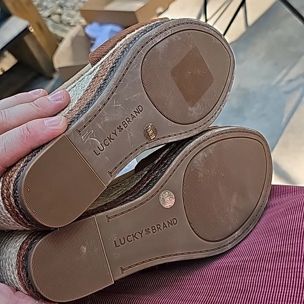 Lucky Brand Yejida Espadrille Wedge Sandal - Maple Sugar Nubuck Leather 7.5 M